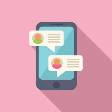 Phone support chat icon flat vector. Online speech Stock Illustration