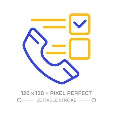 Phone survey pixel perfect two color line icon Illustrazione stock