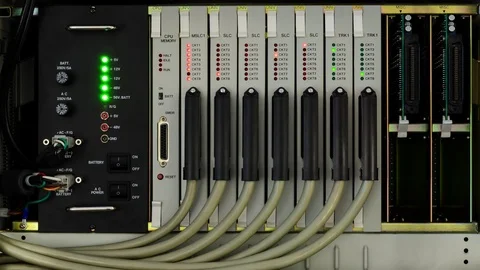 Phone switch system without front door in work with blinking lights Video stock 124090740