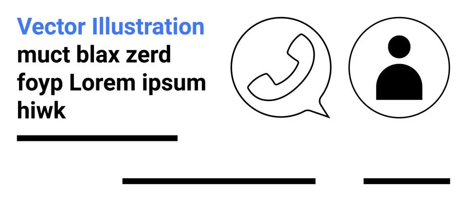 Phone symbol in speech bubble, user silhouette, text lines. Ideal for communi 스톡 일러스트