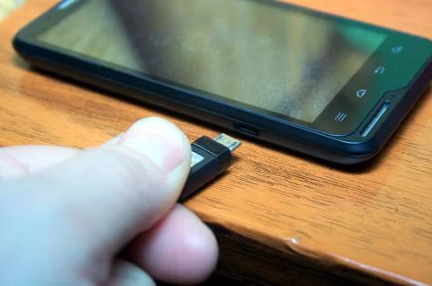 Phone on table Foto stock