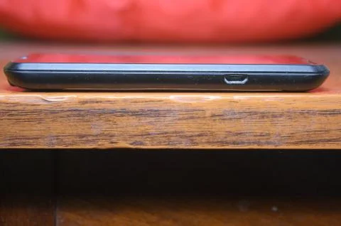 Phone on table Foto stock