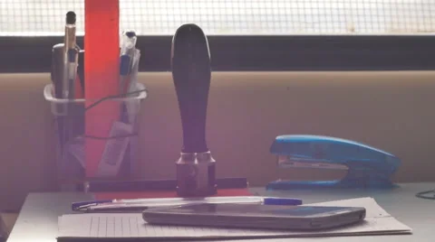 The phone on the table in the post the car in motion Video stock 68801854