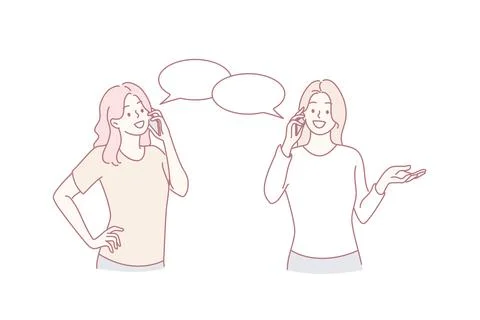 Phone talk, communication, chatting concept Illustration