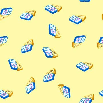 Phone tapping card isometric icon seamless pattern Stock Illustration
