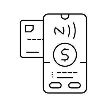 Phone tapping card nfc technology line icon vector illustration Stock Illustration