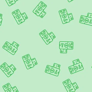 Phone tapping card nfc technology line seamless pattern Stock Illustration