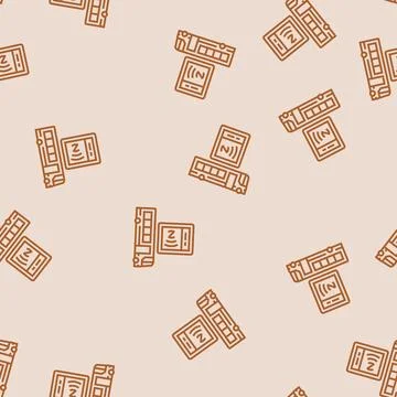 Phone tapping object nfc technology line seamless pattern Stock Illustration