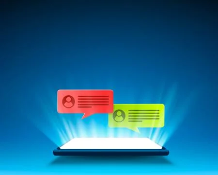 Phone text message chat frame, screen mobile social. Stock Illustration