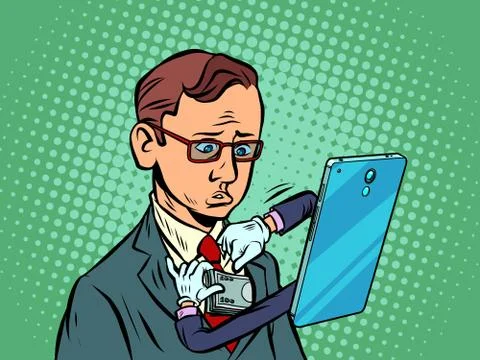 Phone ties a man tie 库存插图