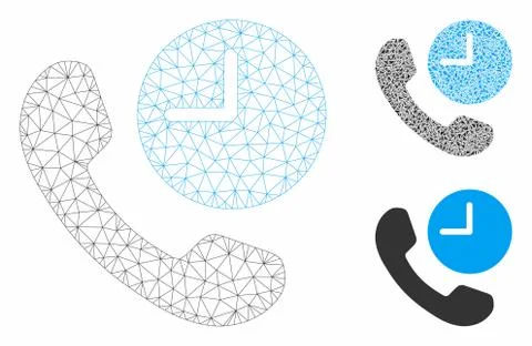 Phone Time Vector Mesh 2D Model and Triangle Mosaic Icon 스톡 일러스트