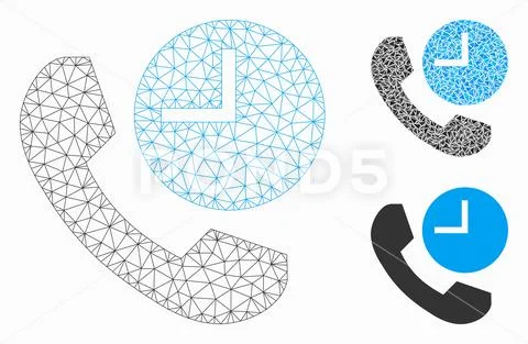 Phone Time Vector Mesh Wire Frame Model and Triangle Mosaic Icon ...