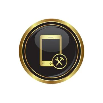 Phone tools icon gold Stock Illustration