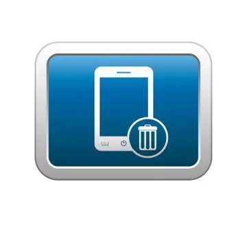 Phone trash can icon on blue Stock Illustration