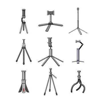 Phone tripod set cartoon vector illustration Stockillustratie