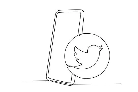 A phone with a Twitter icon Stock Illustration