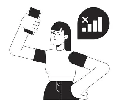 Phone user disconnected from network bw vector spot illustration Illustrazione stock