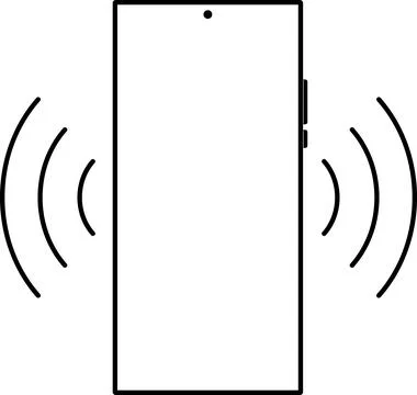 Phone vibration icon, ringtone symbols. Outline line drawing modern smartphone. Stock Illustration