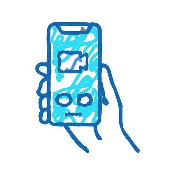 Phone video calling icon doodle illustration 스톡 일러스트