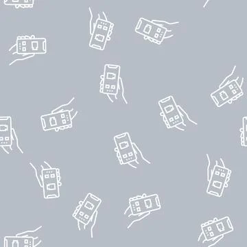 Phone video calling line seamless pattern Stockillustratie