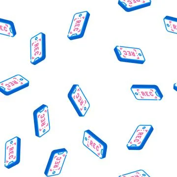 Phone video camera isometric icon seamless pattern 스톡 일러스트