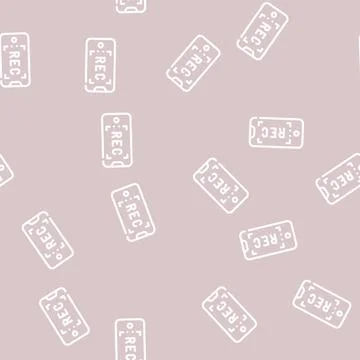 Phone video camera line vector seamless pattern Illustrazione stock