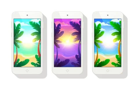 Phone wallpaper vector template. Ui wallpaper. Morning, evening, day on the Stock Illustration