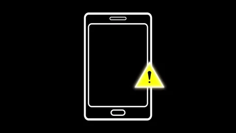 Phone warning 1Animated yellow Warning Sign on Phone Stock Footage 297425790