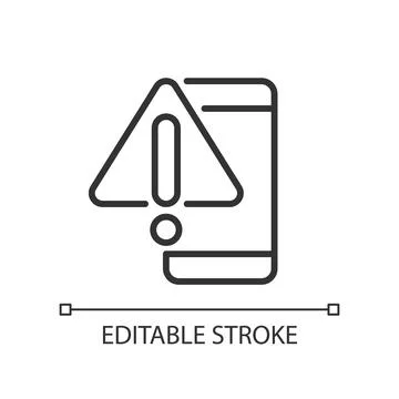 Phone warning pixel perfect linear icon Stock Illustration