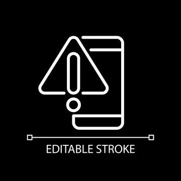 Phone warning white linear icon for dark theme Stock Illustration