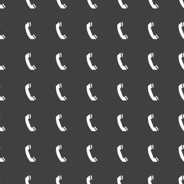 Phone. web icon. flat design. Seamless gray pattern. 스톡 일러스트