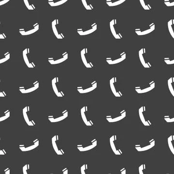 Phone. web icon. flat design. Seamless gray pattern. Stock Illustration