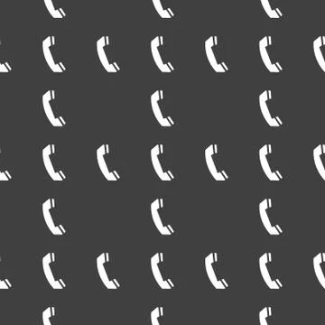 Phone. web icon. flat design. Seamless gray pattern. Stock Illustration