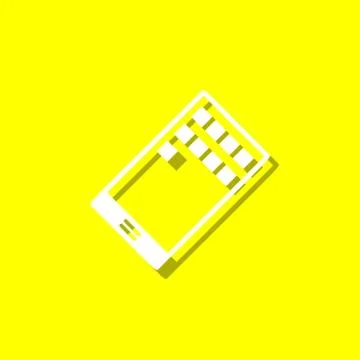 Phone white icon with shadow Stock Illustration