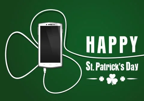 Phone wire bent in the shape of a clover. Happy St. Patricks Day Stock Illustration