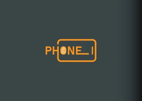 Phone wordmark logo design. Vector illustration of phone fingerprint security Stock Illustration
