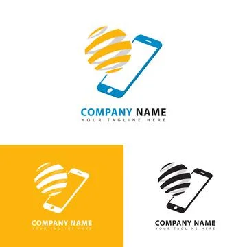 Phone world globe icon logo Stock Illustration