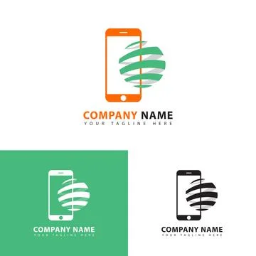 Phone world globe icon logo design Stock Illustration