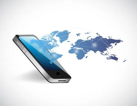 Phone world map network illustration design 스톡 일러스트