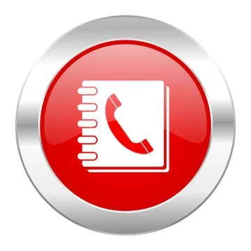 Phonebook red circle chrome web icon isolated. Stock Illustration