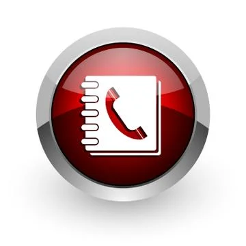 Phonebook red circle web glossy icon. Illustrazione stock