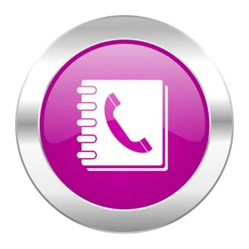 Phonebook violet circle chrome web icon isolated. Stock Illustration
