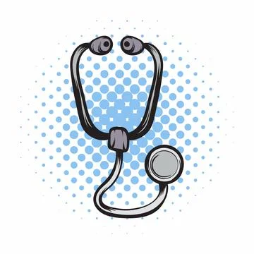 Phonendoscope comics icon Stock Illustration