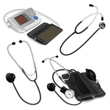Phonendoscope icon set, realistic style Stock Illustration