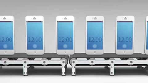 Phones on conveyor Stock-Footage 37631125