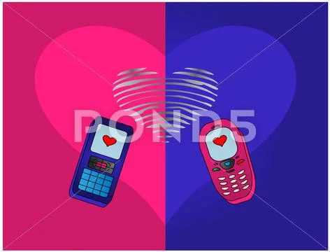 Phones enamoured Stock Illustration