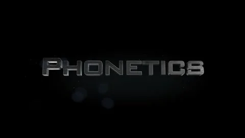 Phonetics title 3D metal text on black alpha channel background Stock Footage 301264887