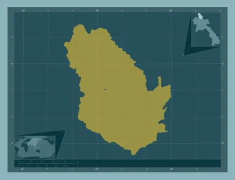 Phongsali, Laos. Solid color shape. Locations of major cities of the region 库存插图