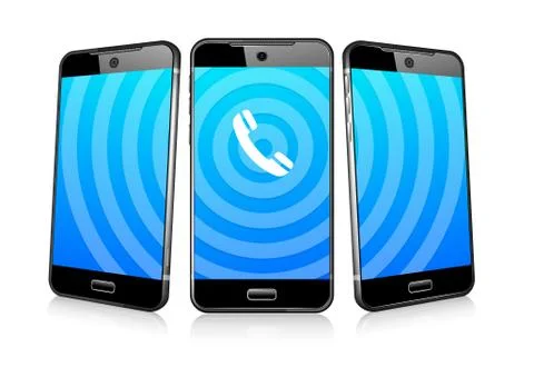 Phoning Ringing Icon Phone Cell Smart Mobile 3D and 2D Stock Illustration