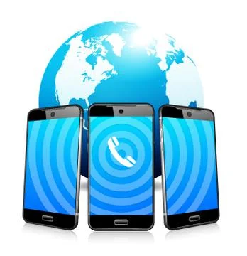 Phoning Ringing Icon Phone Cell Smart Mobile 3D and 2D Stock Illustration